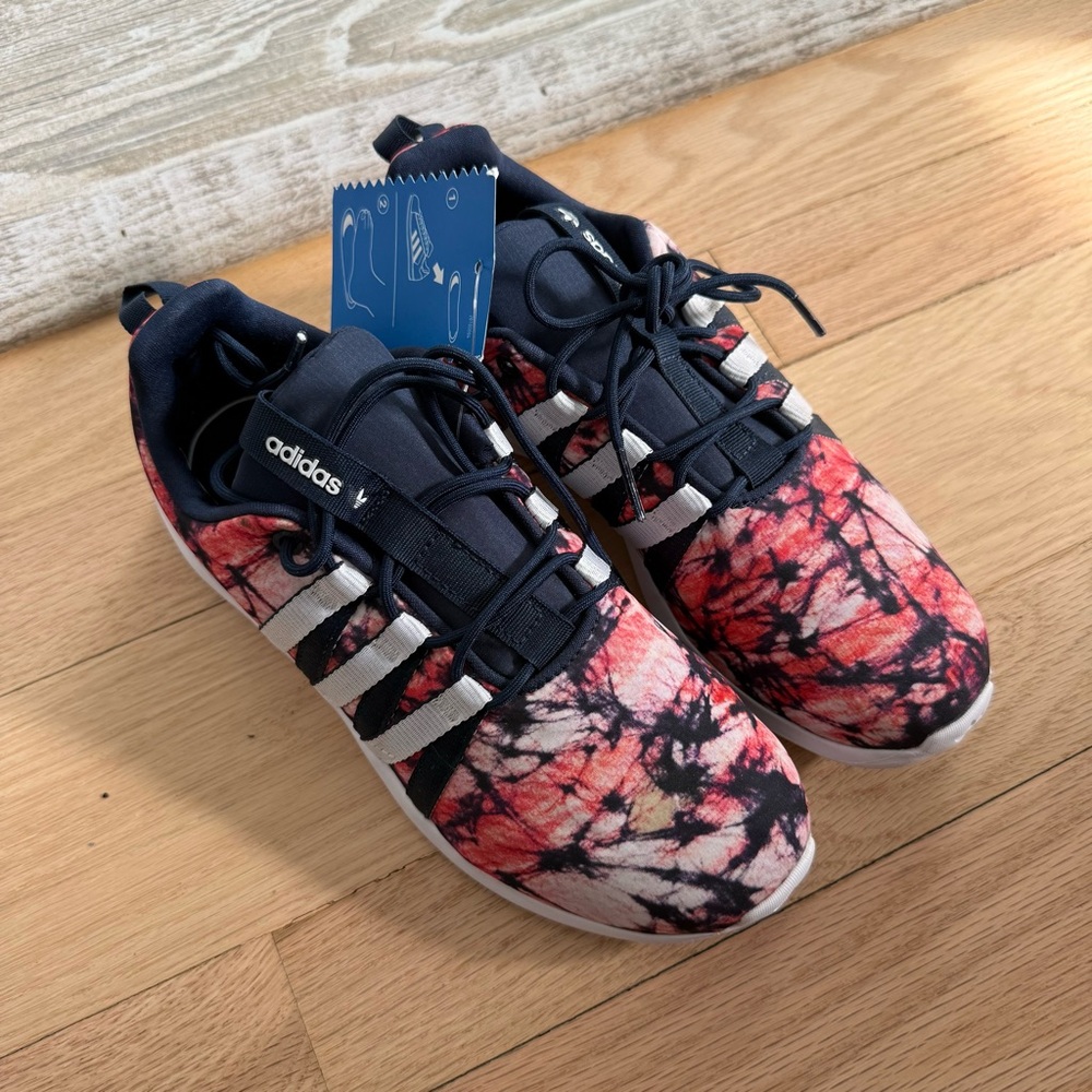 NWT Adidas Red and Navy Tie-Dye Sneakers